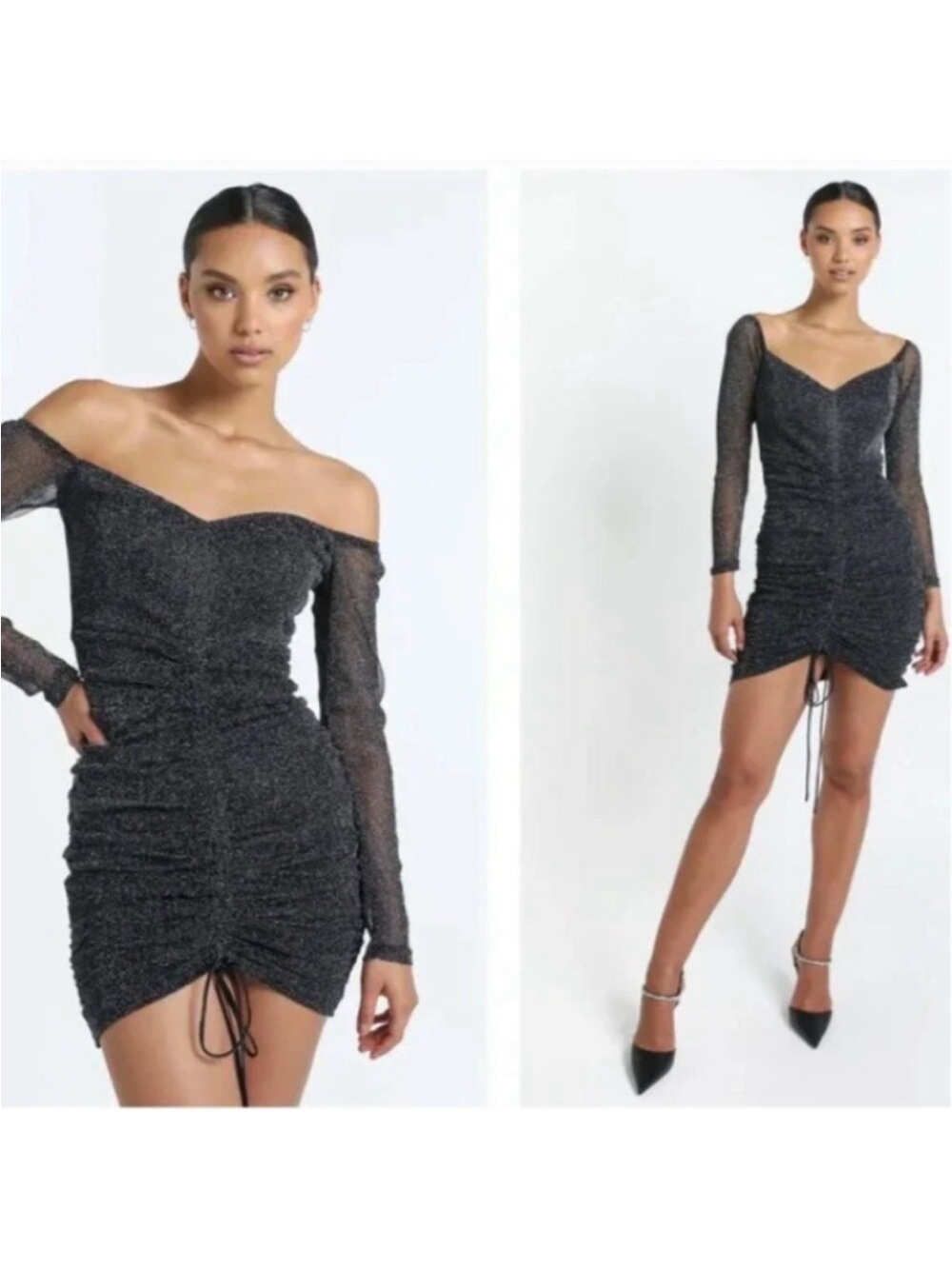 Showpo When I Get Home Dress in Black Mesh Lurex 6